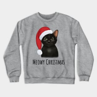 Black Cat With Santa Hat Crewneck Sweatshirt